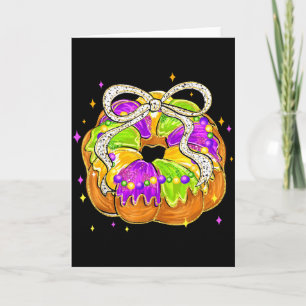 Mardi Gras Retro King Cake Coquette Boog Kralen Ca Kaart
