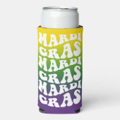 Mardi Gras Retro Text Ombre Party Seltzer Blikjeskoeler (Seltzer Voorkant)