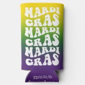 Mardi Gras Retro Text Ombre Party Seltzer Blikjeskoeler (Achterkant)