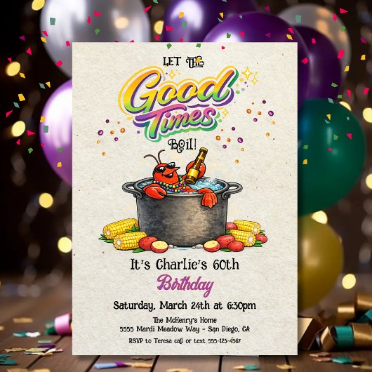 Mardi Gras rivierkreeft kookfeest bubbelbad verjaa Kaart