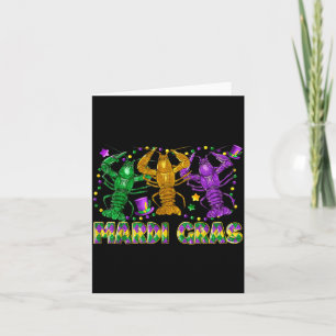 Mardi Gras Rivierkreeft Narrenhoed Kralen T-shirt Kaart