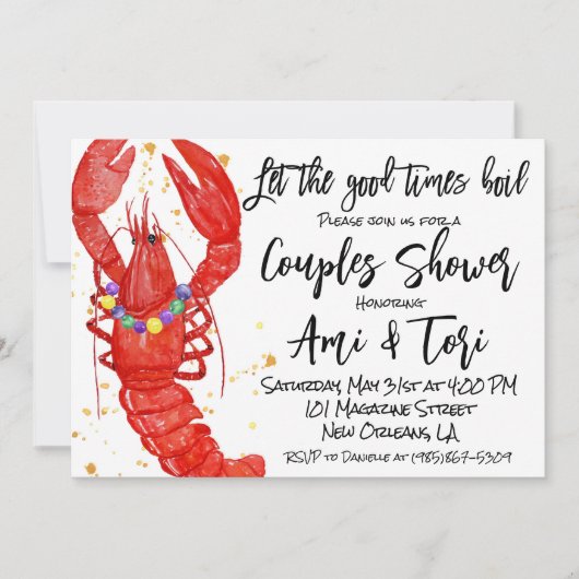 Mardi Gras Rivierkreeften Uitnodiging (Voorkant)