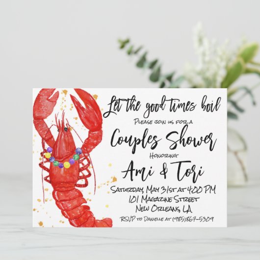 Mardi Gras Rivierkreeften Uitnodiging (Staand voorkant)