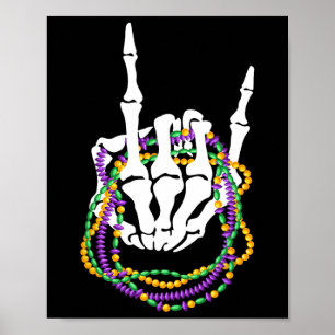 Mardi Gras Rocker Skelet Rock Hand Botten Muziek L Poster