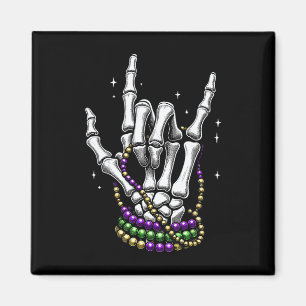 Mardi Gras Rocker Skeleton Handen Rock op New Orle Magneet
