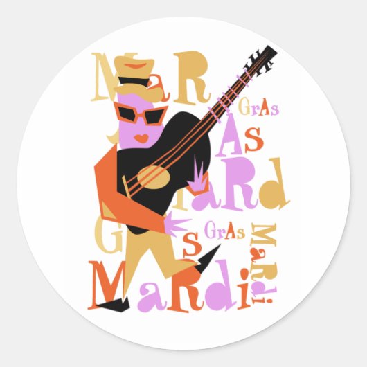 Mardi Gras Ronde Sticker (Voorkant)