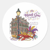 Mardi Gras Ronde Sticker (Voorkant)
