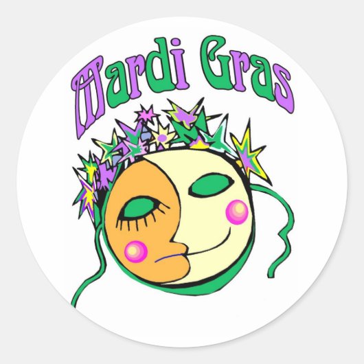 Mardi Gras Ronde Sticker (Voorkant)