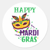 Mardi Gras Ronde Sticker (Voorkant)