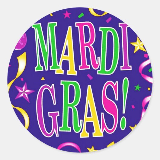 MARDI GRAS RONDE STICKER (Voorkant)
