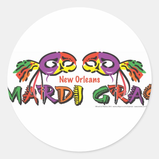 MARDI-GRAS RONDE STICKER (Voorkant)