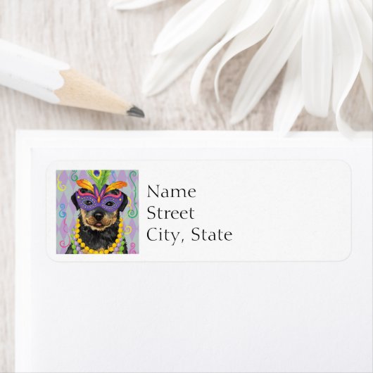 Mardi Gras Rottweiler Etiket (Insitu)