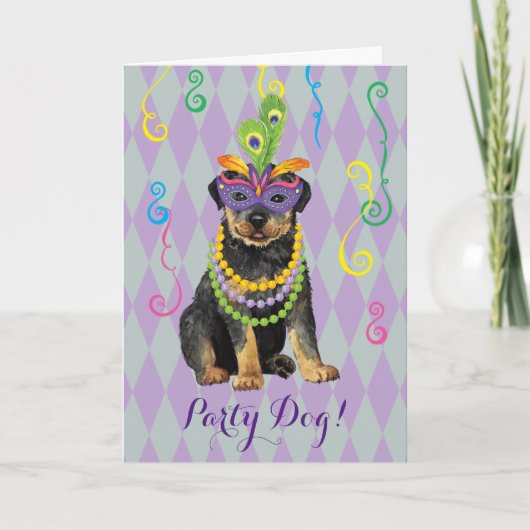 Mardi Gras Rottweiler Kaart (Voorkant)