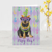 Mardi Gras Rottweiler Kaart (Gele Bloem)