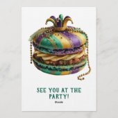 Mardi Gras Royal Macaron Birthday Kaart (Achterkant)