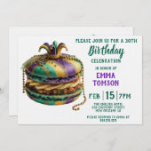 Mardi Gras Royal Macaron Birthday Kaart (Voorkant / Achterkant)