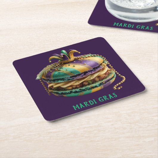 Mardi Gras Royal Macaron Kartonnen Onderzetters (Schuin)