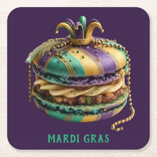 Mardi Gras Royal Macaron Kartonnen Onderzetters (Voorkant)
