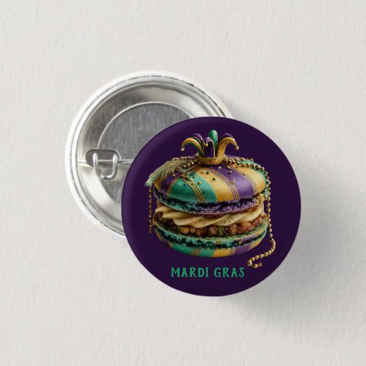 Mardi Gras Royal Macaron Ronde Button 3,2 Cm (Voorkant /achterkant)