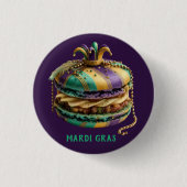 Mardi Gras Royal Macaron Ronde Button 3,2 Cm (Voorkant)