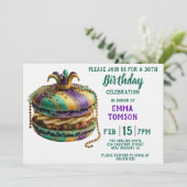 Mardi Gras Royal Macaron Verjaardag Kaart (Staand voorkant)