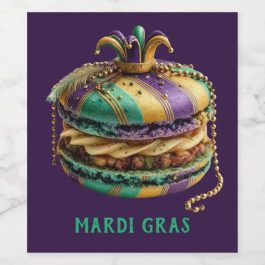 Mardi Gras Royal Macaron Wijn Etiket (Enkel label)