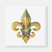 Mardi Gras Royalty Fleur de Lis Symbol met kralen Magneet (Voorkant)