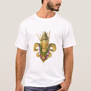 Mardi Gras Royalty Fleur de Lis Symbol met kralen T-shirt