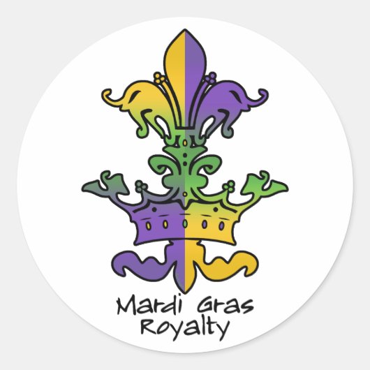 Mardi Gras Royalty Ronde Sticker (Voorkant)