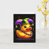 Mardi Gras Rubber Duck New Orleans Carnaval Festiv Kaart (Gele Bloem)