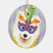 Mardi Gras Samoyed Keramisch Ornament (Links)