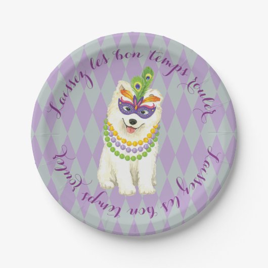 Mardi Gras Samoyed Papieren Bordje (Voorkant)