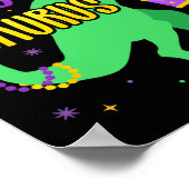 Mardi Gras Saurus dinosaurus T-rex met Jester Joke Poster (Hoek)