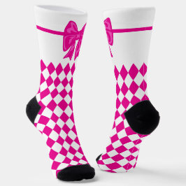 Mardi Gras Schattige Bow Roze Wit Carnaval Sokken