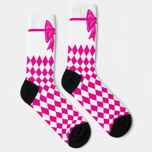Mardi Gras Schattige Bow Roze Wit Carnaval Sokken (Rechts)
