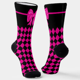 Mardi Gras Schattige Bow Roze Zwart Carnaval Sokke Sokken