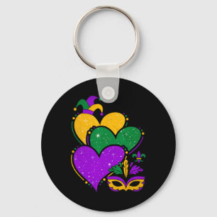 Mardi Gras Schattige Harten Vrouwen Meisjes Kinder Sleutelhanger