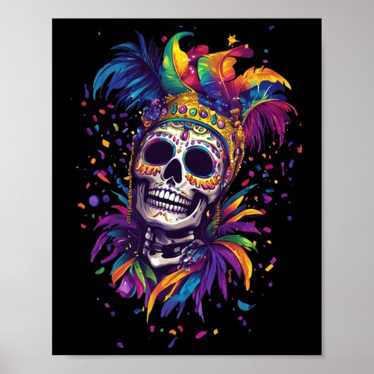 Mardi Gras-schedelskelet Poster (Voorkant)