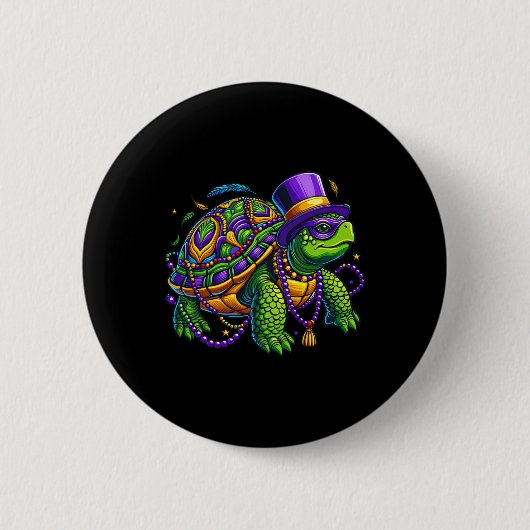 Mardi Gras Schildpad Schattig Dier  Ronde Button 5,7 Cm (Voorkant)