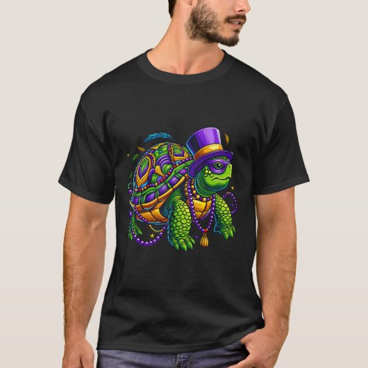 Mardi Gras Schildpad Schattig Dier T-shirt (Voorkant)