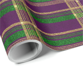 Mardi Gras Schotse ruit Cadeaupapier