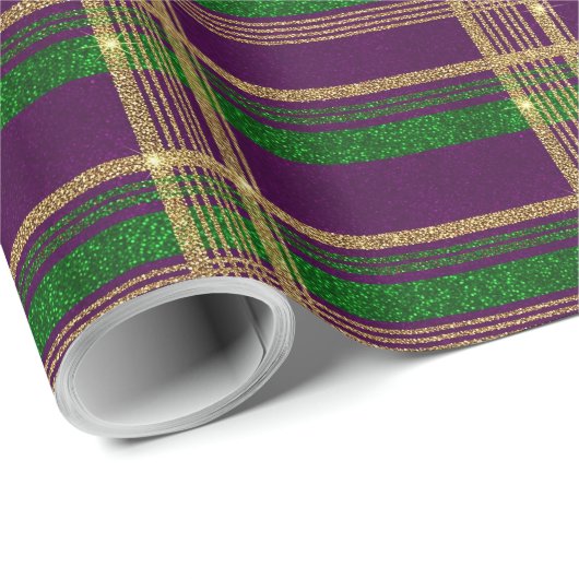 Mardi Gras Schotse ruit Cadeaupapier (Rol Hoek)