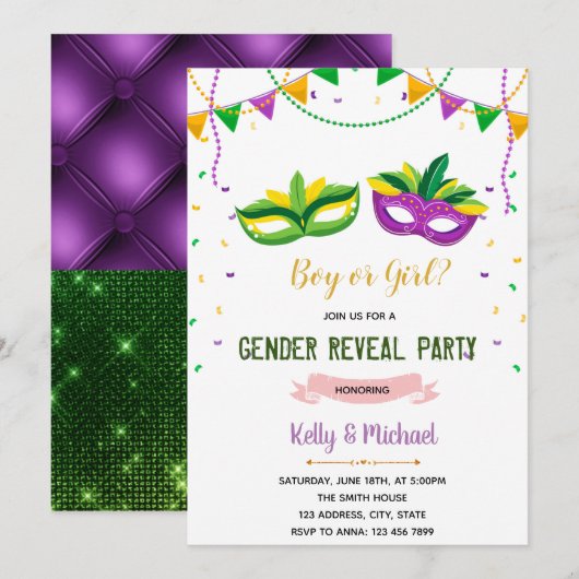 Mardi gras seks onthult uitnodiging tot douche (Voorkant / Achterkant)