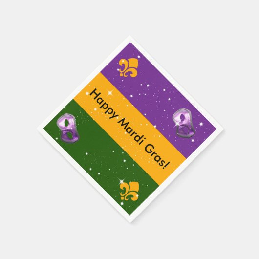 Mardi Gras servetten met masker en fleur de lis (Hoek)