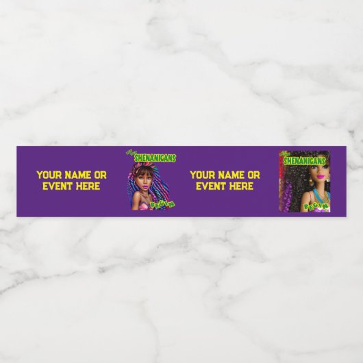 Mardi Gras Shenanigans 2 Waterfles Etiket (Enkel label)