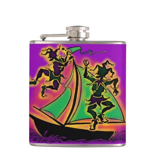 Mardi Gras Ship of Fools Heupfles (Voorkant)