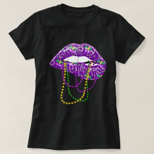 Mardi Gras Shirt voor dames Lips Queen Carnival Co (Design voorkant)