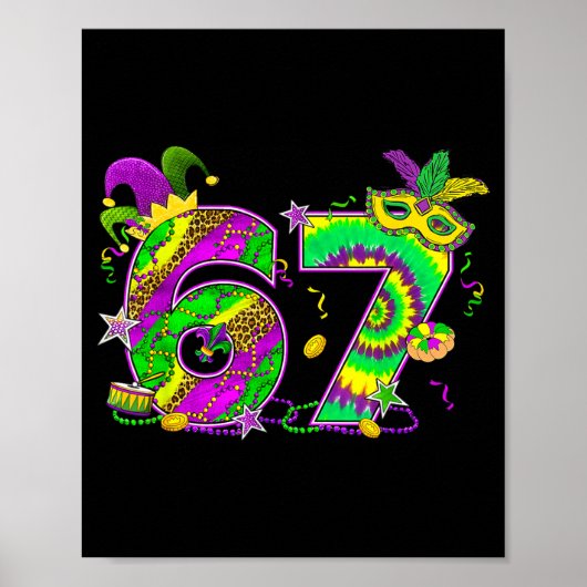 Mardi Gras Six Seven 6 7 Matching Costume Couple M Poster (Voorkant)