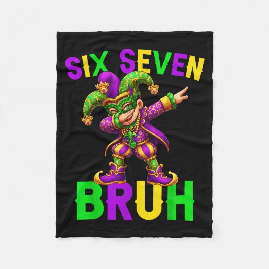 Mardi Gras Six Seven Bruh Dab Jester 6 7 Meme Fat  Fleece Deken (Voorkant)