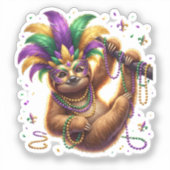 Mardi Gras Six Seven Bruh  Sloth 6 7 Meme  Sticker (Voorkant)